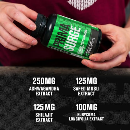 Jacked Factory Testosterone Booster for Men PRIMASURGE - w/Tongkat Ali, PrimaVie, Ashwagandha