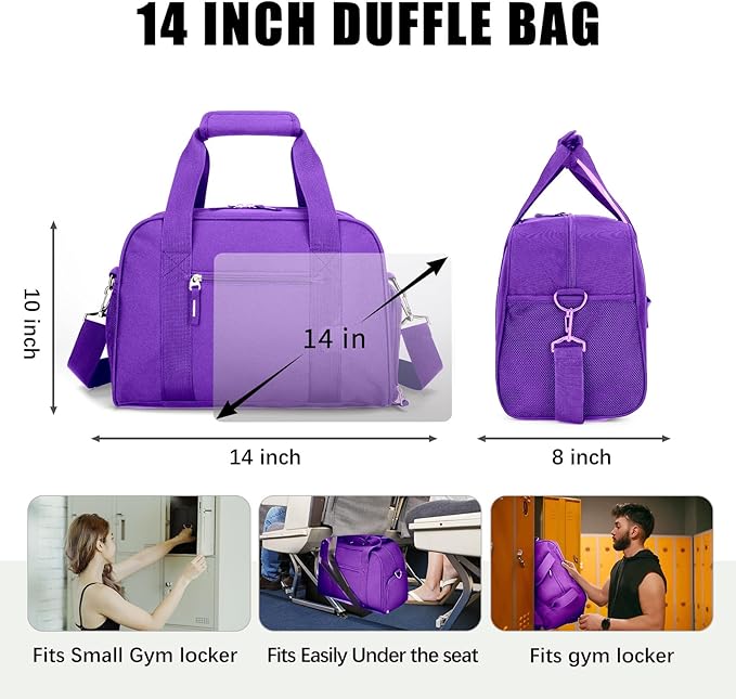 SeaRock 14 inch Small Gym Bag, Mini Duffel Bag for Women & Men, Carry On Lightweight for Travel