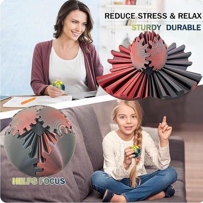 Gear Ball 3D Printed Spin Cube Fidget Toy, Sphere Stress Toy, GearSphere Desk Toy for Anxiety