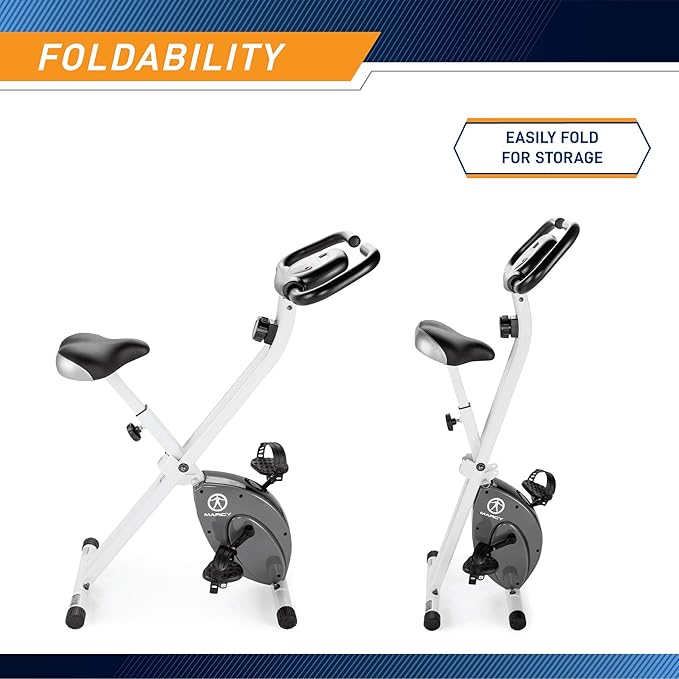 Marcy Foldable Upright Exercise Bike with Adjustable Resistance for Cardio Workout & Strength