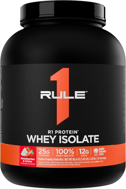 Rule 1 R1 Protein Whey Isolate - with 25g Protein & 6g BCAA Exclusively from Isolated & Hydrolyzed