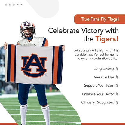 Auburn Tigers College Sports Printed Flag - NCAA Licensed - Nylon - School Banner (White) (2' x 3')
