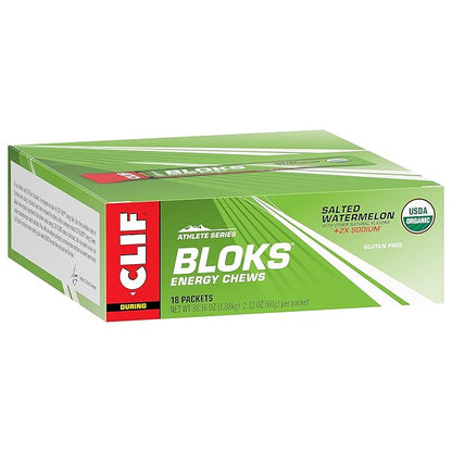 CLIF BLOKS - Salted Watermelon Flavor with 2X Sodium - Energy Chews - Non-GMO - Plant Based - Fast