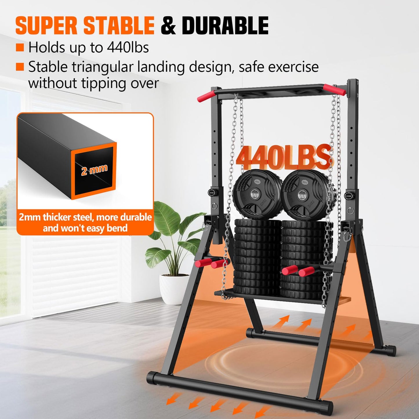 SERTT Foldable Power Tower Dip Station for Pull Ups, Dips & Push Ups, Upgraded Free Standing Pull