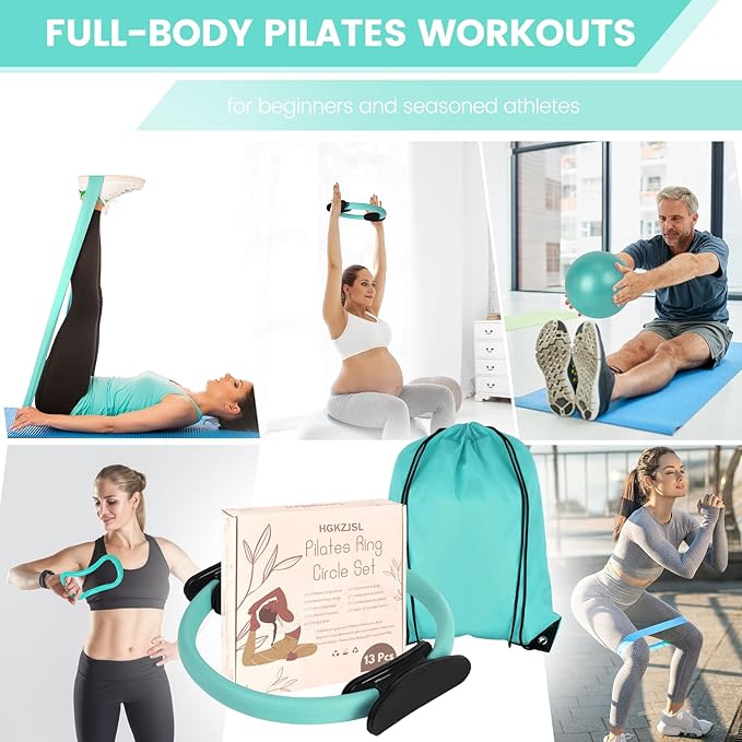 Home Pilates Essentials Kit for Women,Pilates Equipment Set with 9 Inch Yoga Ball,Figure 8