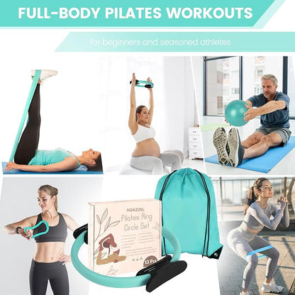 Home Pilates Essentials Kit for Women,Pilates Equipment Set with 9 Inch Yoga Ball,Figure 8
