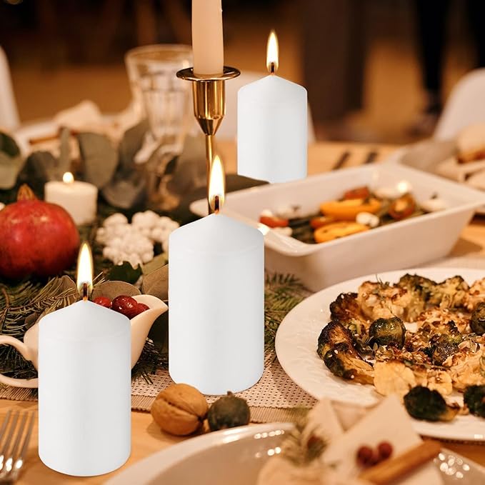 2"x4" High White Pillar Candles, Set of 20 Unscented. Bulk Buy. Ideal for Halloween, Wedding