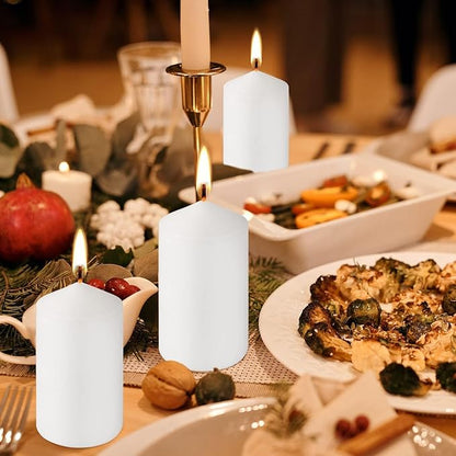 2"x4" High White Pillar Candles, Set of 20 Unscented. Bulk Buy. Ideal for Halloween, Wedding