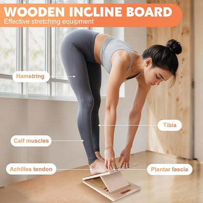 Slant Board for Calf Stretching, Adjustable Wooden Calf Stretcher Incline Board, Calf Stretch Board
