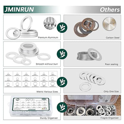 600PCS Oil Drain Plug Gasket Kit,18 Sizes Aluminum Crush Washers Assortment Kit,Automotive, Crush