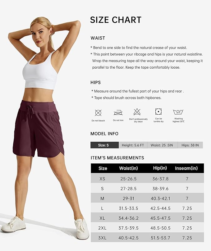 Willit Women's 7" Athletic Running Shorts Long Workout Hiking Shorts Quick Dry High Waisted Active