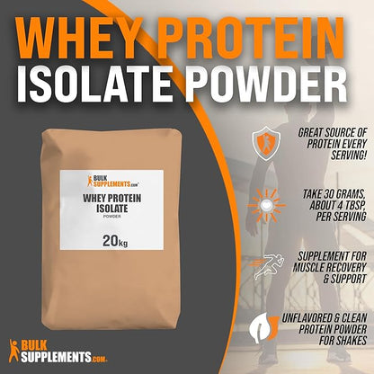 BulkSupplements.com Whey Protein Isolate Powder - Whey Protein Powder, Unsweeteneed, Unflavored &