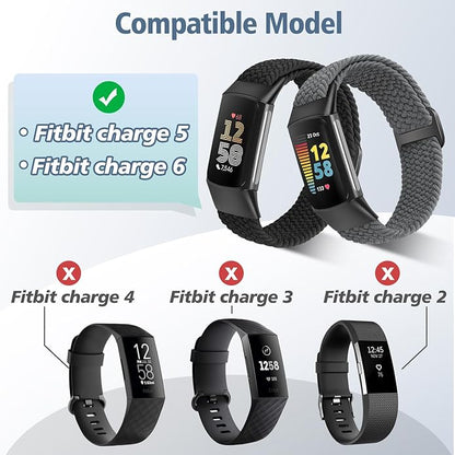 Elastic Braided Bands Compatible with Fitbit Charge 5/Fitbit Charge 6 for Women Men, Breathable