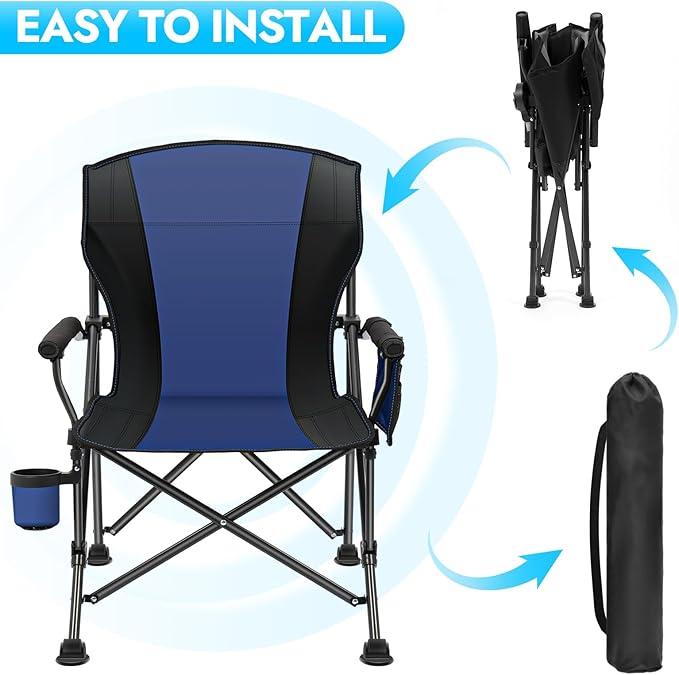 2 Pack Oversized Folding Camping Chair for Adults, Supports 450 LBS Camping Chairs, Heavy Duty
