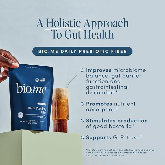 Daily Prebiotic Fiber Powder Unflavored - 7g Per Serving - Soluble & Insoluble Fiber Supplement