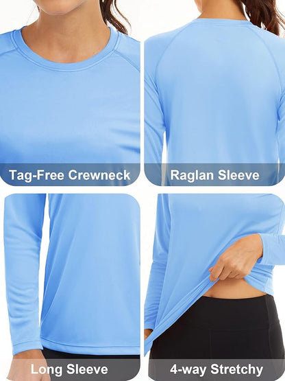 MAGCOMSEN Women's 2 Pack Long Sleeve Shirts UPF 50+ Sun Protection Quick Dry Swim Shirt for Rash