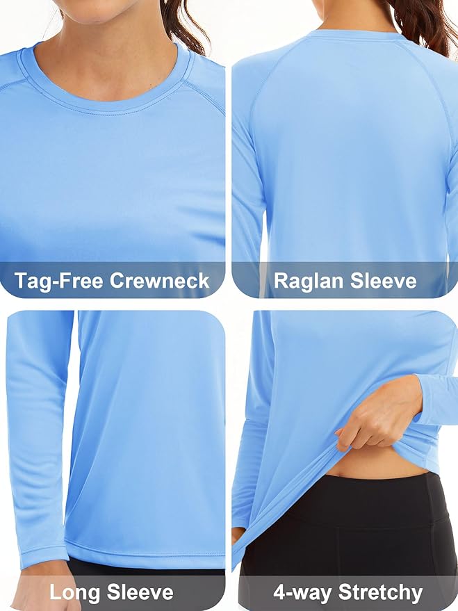 MAGCOMSEN Women's 2 Pack Long Sleeve Shirts UPF 50+ Sun Protection Quick Dry Swim Shirt for Rash