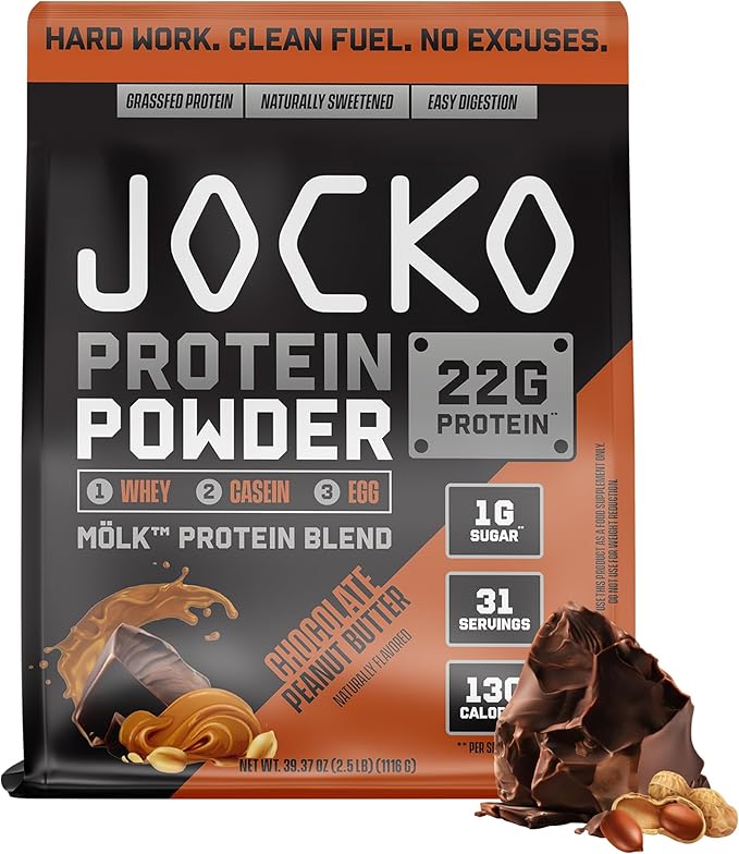Jocko Fuel Mölk Whey Protein Powder 22g Low Sugar Monk Fruit Blend - Muscle Recovery & Growth