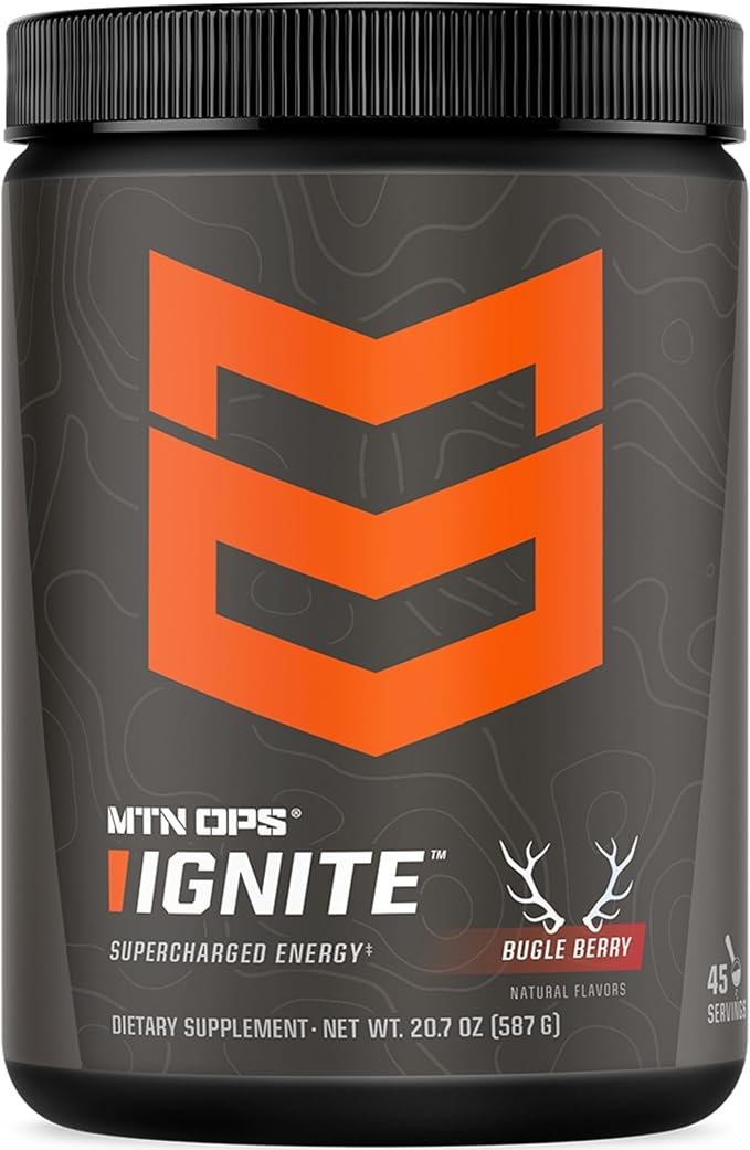 MTN OPS Ignite Energy Drink Powder, Gluten Free Nootropic Supplement Drink Mix, L Arginine, L