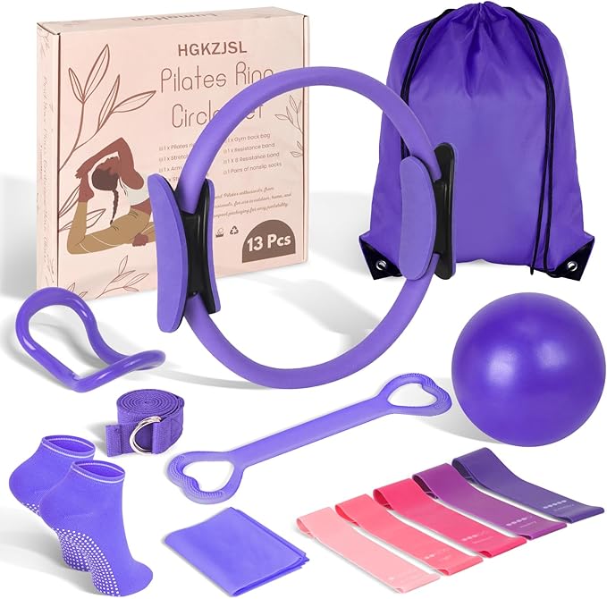 Home Pilates Essentials Kit for Women,Pilates Equipment Set with 9 Inch Yoga Ball,Figure 8