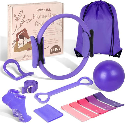 Home Pilates Essentials Kit for Women,Pilates Equipment Set with 9 Inch Yoga Ball,Figure 8
