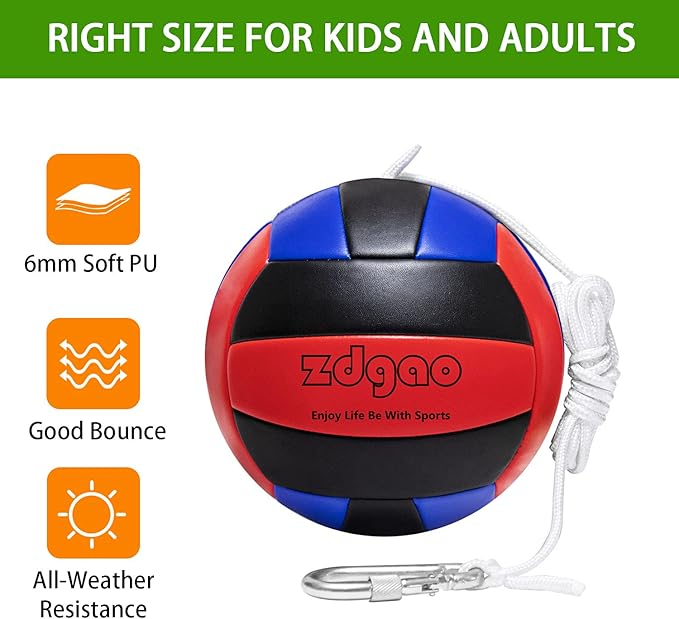 Soft Tether Ball- Replacement Tether Ball Come with Rope and Pump Set | Outdoors Game for Family