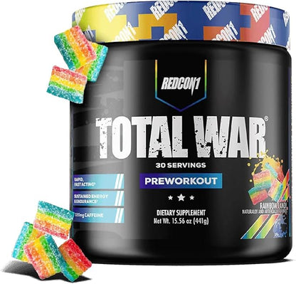 REDCON1 Total War Pre Workout, Rainbow Candy - Beta Alanine + Citrulline Malate Keto Friendly