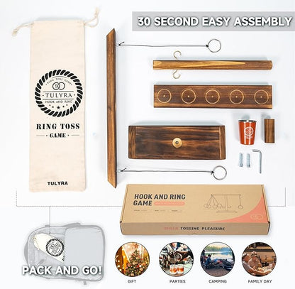 Ring Toss Game for Adults, Hook and Ring Game with Exclusive Carrying case & Unique Stainless Mini