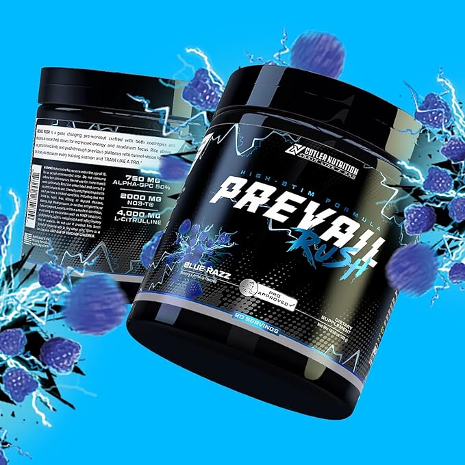 Cutler Nutrition High Stim Pre Workout Powder Prevail Rush Preworkout for Men & Women for Intense