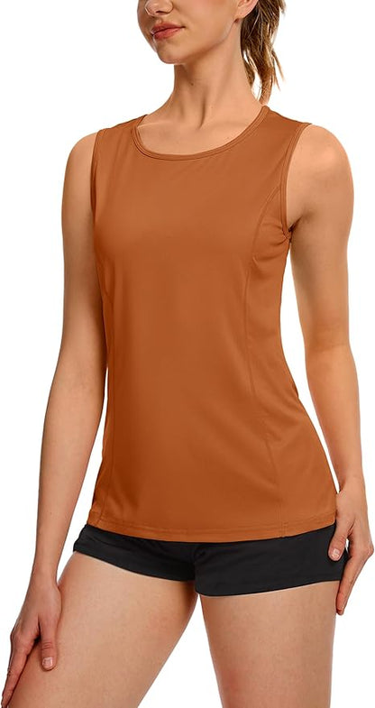 TACVASEN Women's UPF 80+ Workout Tank Top Sleeveless Quick Dry Sun Protection Hiking Athletic Gym