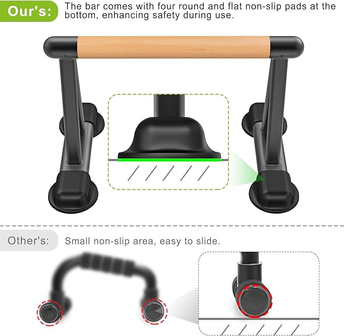 Dolibest Push Up Bar, 12'' High Parallettes Bars with Wooden Handles, Stable and Comfortable