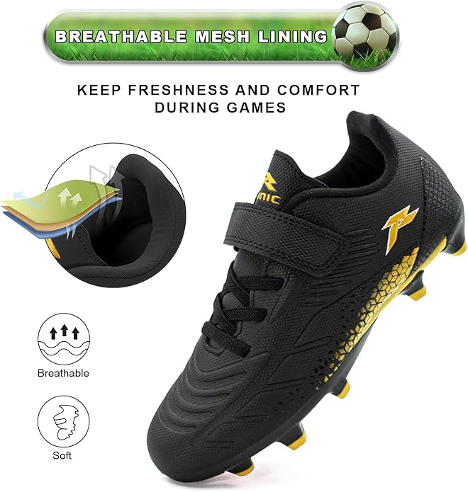 RUNIC Kids Soccer Cleats for Boys and Girls - Small and Big Kid Athletic Outdoor Football Shoes