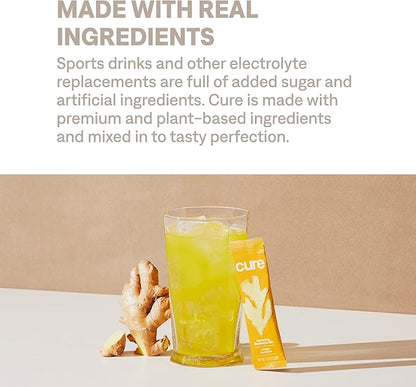 Cure Hydration | Plant-Based Electrolyte Drink Mix | No Added Sugar | FSA-HSA | Dehydration Relief