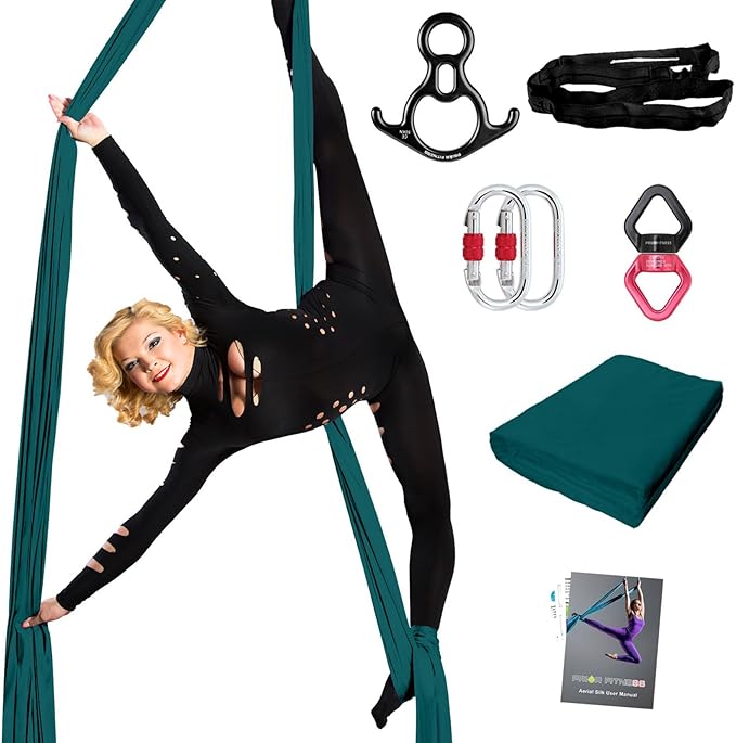 PRIOR FITNESS Aerial Silks Set, Professional Thicker Low Stretch Fabric 9/15/20 Yards Aerial Silk