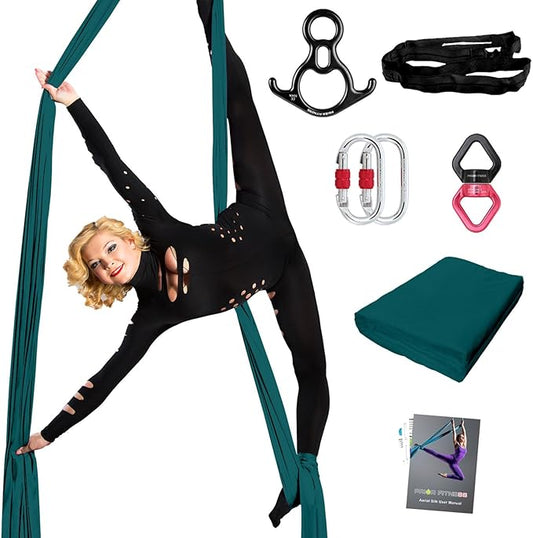 PRIOR FITNESS Aerial Silks Set, Professional Thicker Low Stretch Fabric 9/15/20 Yards Aerial Silk