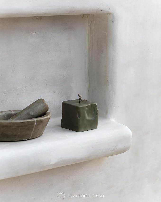 LAWA Raw Block Candle - Beautiful Handmade Pillar Scented Soy Wax Elegant Aesthetic Candle
