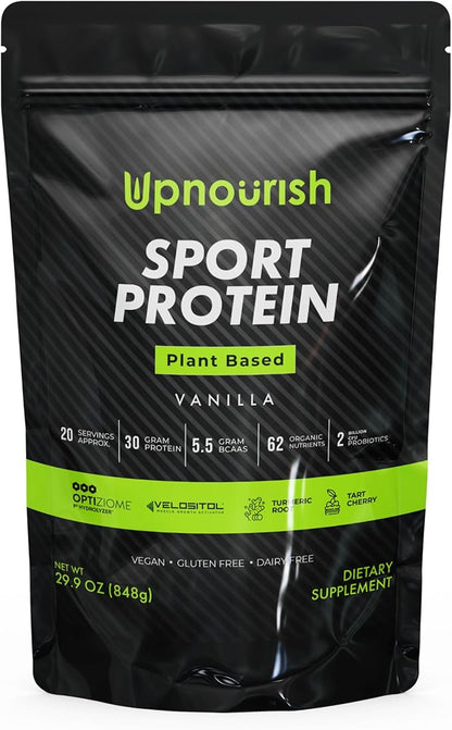 Vegan Sport Protein Powder Vanilla ??30g Plant Based Protein, VELOSITOL, BCAAs, Organic Greens &