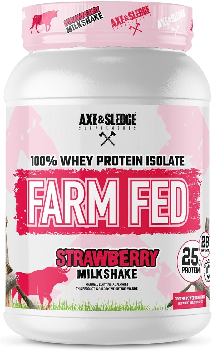Axe & Sledge Farm Fed 100% Whey Protein Isolate | 25g Protein | Low Carb, Low Sugar, Gluten Free |