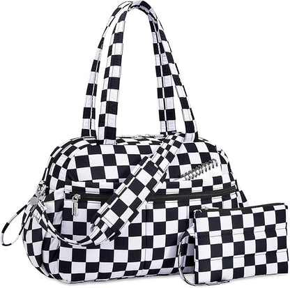 TOPDesign Travel Duffel Bag for Women, Puffer Gym Bag Sports Tote with Wet Pocket, Carry On