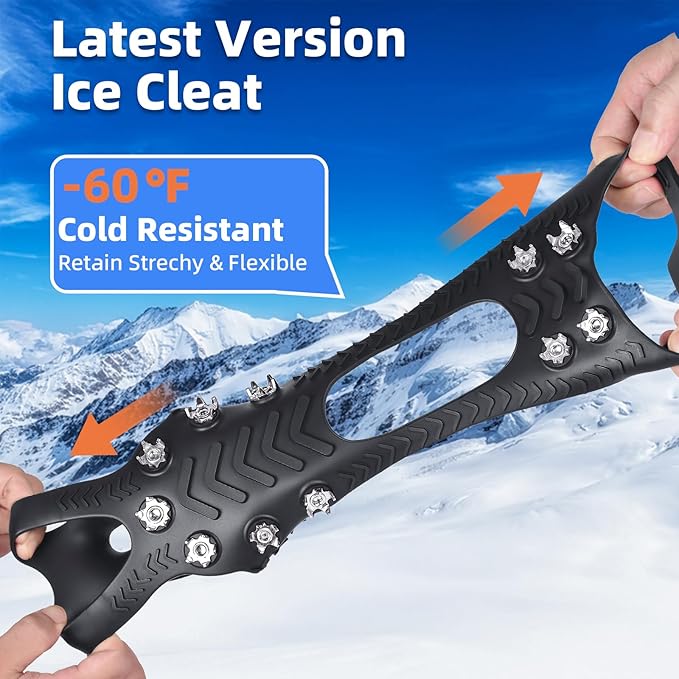 Ice Cleats Crampons for Shoes and Boots, Stainless Steel Ice Grippers Spikes Grips Traction for