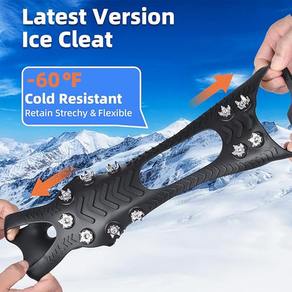 Ice Cleats Crampons for Shoes and Boots, Stainless Steel Ice Grippers Spikes Grips Traction for