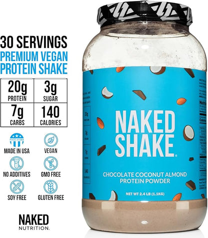 Naked Shake - Chocolate Coconut Almond Protein Powder - Flavored Plant Based Protein from US &
