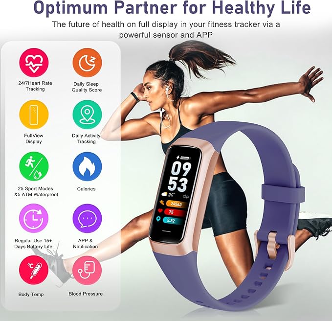 Fitness Tracker with 24/7 Heart Rate, Blood Oxygen Blood Pressure Sleep Monitor, Activity Trackers