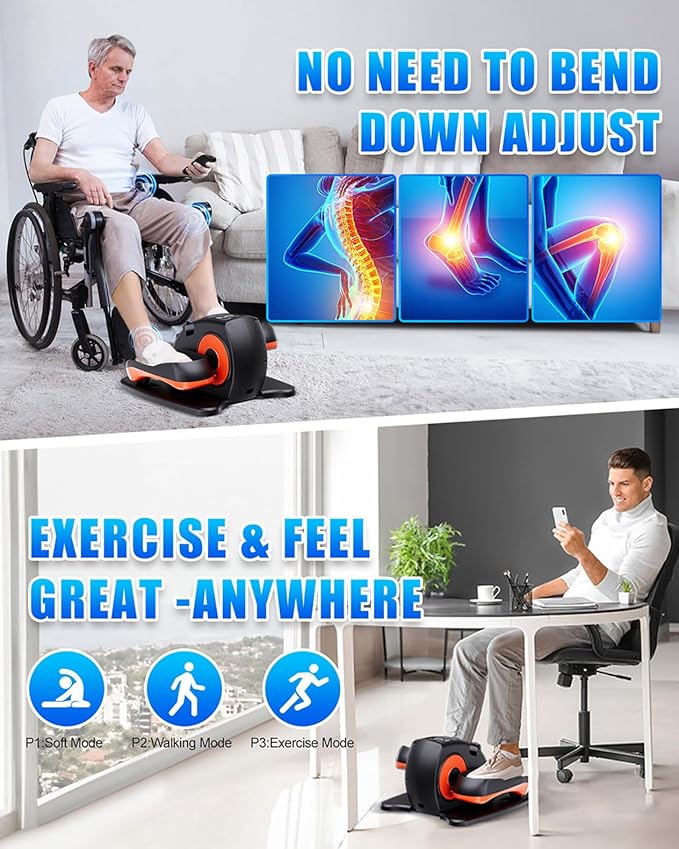 Under Desk Elliptical Machine, Electric Ellipse Leg Exerciser as Seen on Tv for Seniors with 12