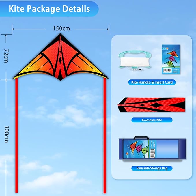 Large Delta Kite for Kids & Adults - Easy to Fly Outdoor Kites for Kids Ages 8-10, Perfect for
