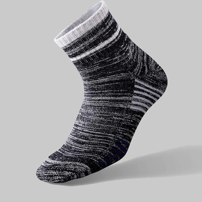 FEIDEER Men's Walking Hiking Socks, Wicking Cushion Quarter Crew Socks for Mens Outdoor Sports