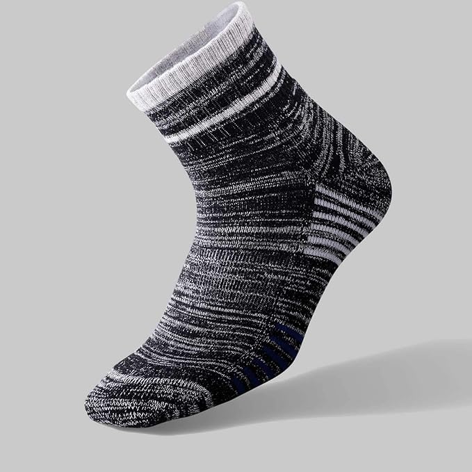 FEIDEER Men's Walking Hiking Socks, Wicking Cushion Quarter Crew Socks for Mens Outdoor Sports