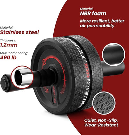 Upgraded Ab Roller Wheel. Abdominal Training Roller for Men/Women, Abdominal Wheels Widened to 3.4