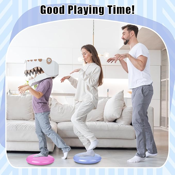 2 Pcs Wiggle Seat Inflated Wobble Cushion Flexible Balance Disc with Air Pump for Core Stability