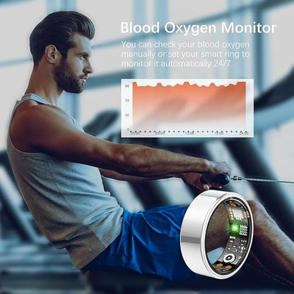 Ring Health Tracker for Women Men, Fit Ring with Heart Rate, Blood Oxygen, Sleep Monitor, Calories